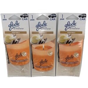 3 x Glade Car Air Freshener Candle Design ,  FRENCH VANILLA New Sealed from 2011